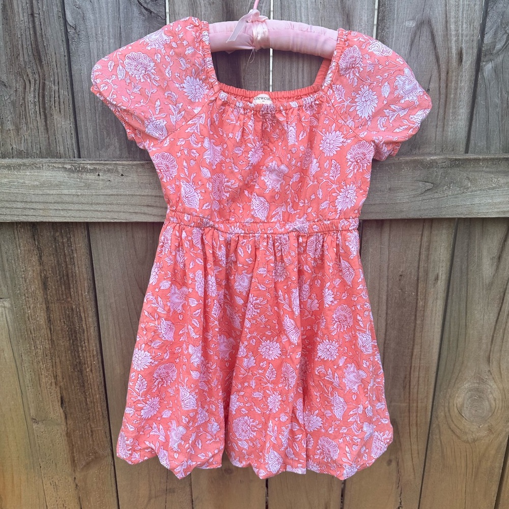 Crewcuts cotton coral and white dress